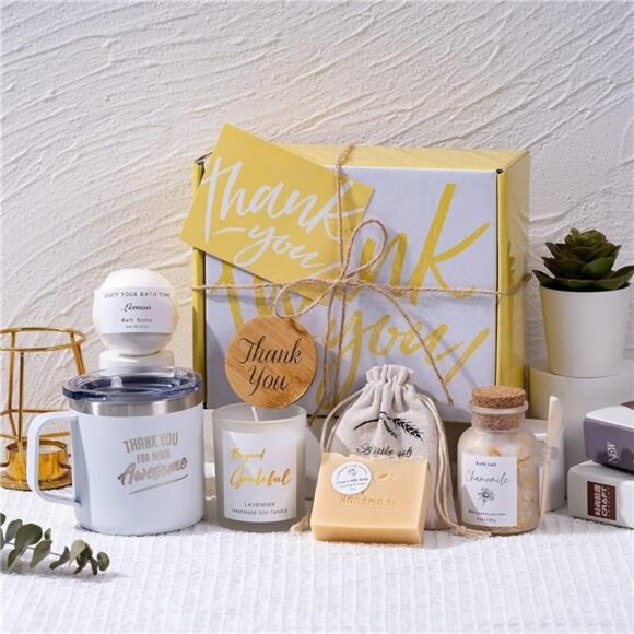 Thank You Gift Box – 7-Piece Appreciation Set with Tumbler, Candle & Bath Essent - Picture 4 of 8